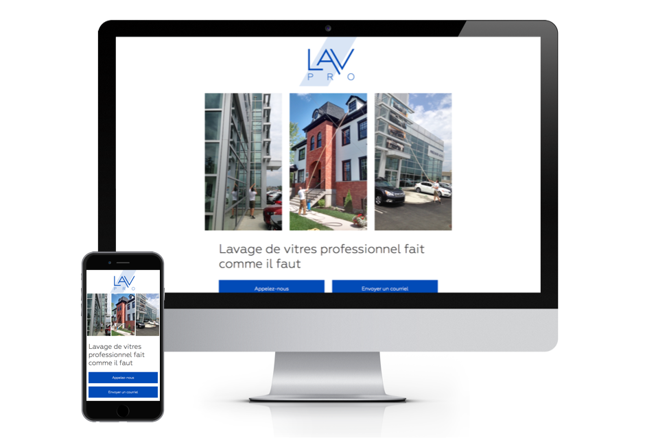 The lavpro website on an iMac and an iPhone, showcasing the responsive design.